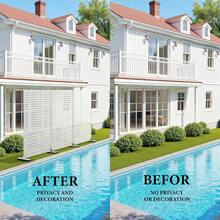 Metal Privacy Screen 72" H X 47" W, Outdoor Privacy Screens And Panels, Freestanding Decorative Fence For Patio Lawn Garden Deck Balcony, Home Outdoor Divider With Stand - White/Horizontal Slat - 查看 2