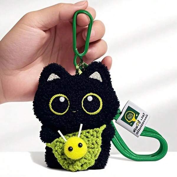 Plush Little Black Cat Shoulder Bag Pendant, Key Chain Bag Pendant, Car Pendant, Holiday Gift For Mom And Dad, Birthday Gift For Sisters