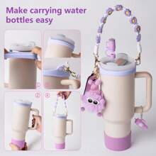 7 piezas de accesorios para la Copa : correa para asa de botella de agua, protector de silicona para taza, soporte para lápiz labial, dijes de llavero y dijes para asa, accesorios de tapa para funda de pajita, compatible con Cup de 40oz/30oz, artículos escolares