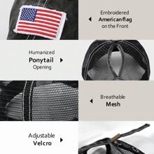 1pc Women's Multi-Color Mesh Ponytail Hole USA Flag Pattern Sports Baseball Cap, Suitable For Daily Wear