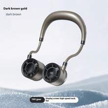 Hanging Neck Fan Earphone Shape Portable Rechargeable 4 Speed Adjustable Fan Air Conditioner Suitable For Outdoor Sports - Gold - View 1