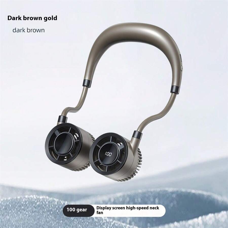 Hanging Neck Fan Earphone Shape Portable Rechargeable 4 Speed Adjustable Fan Air Conditioner Suitable For Outdoor Sports - Gold - View 1