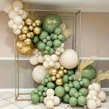 40 Stück Retro Grün, Gold, Weiß Latex Luftballons 10-Zoll Set - Geeignet für Geburtstag, Hochzeit, Valentinstag, Sommer Party, Thanksgiving, Weihnachten, Silvester Dekoration und Feier, geeignet für Sommer und Winter