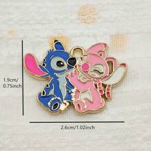 5/10 piezas de accesorios de joyería con dijes de personajes de Disney de esmalte chapados en oro de metal de aleación para manualidades y creación de joyas