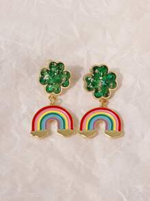 1 par de aretes de tachuela con forma de arcoíris, artísticos y lindos, aptos para que las mujeres los usen en festivales