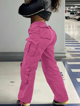 GILIPUR Nuevos pantalones cargo casuales y elegantes, diseño de bolsillos múltiples elásticos, pantalones sueltos de unicolor estilo Y2K, estilo callejero para otoño, moda retro, adecuados para Año Nuevo, San Valentín, Festival de Primavera y otras vacaciones, adecuados para primavera, verano, otoño e invierno, casual refinado, ideal para banquetes formales, cenas casuales y conciertos