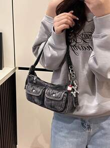 Bolso de hombro de mujer de moda y vintage, versátil bolso de alta calidad para llevar debajo del brazo, bolso de estilo exclusivo