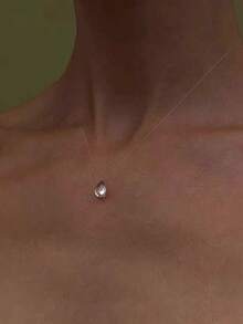 Handmade Lucite Bead Necklace, Minimalist Premium Water Drop Earrings Jewelry Set - White - View 2