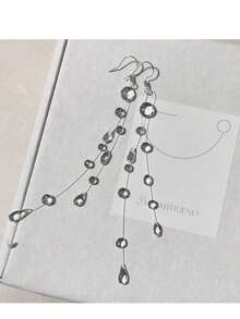 Handmade Lucite Bead Necklace, Minimalist Premium Water Drop Earrings Jewelry Set - White - View 5