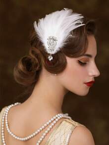 1pc 1920s Flapper Headband Roaring 20s Great Gatsby Headpiece Rhinestone Hair Clip Hair Accessories For Women Halloween - Multicolor - View 15