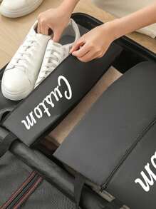 1 pièce/5 pièces Sac de rangement pour chaussures de voyage personnalisable en toile Oxford, pochette de rangement personnalisée avec nom, sac fourre-tout pour chaussures résistant à l'eau et portable, cube de rangement pliable, adapté pour les voyages, la maison, la rentrée des classes