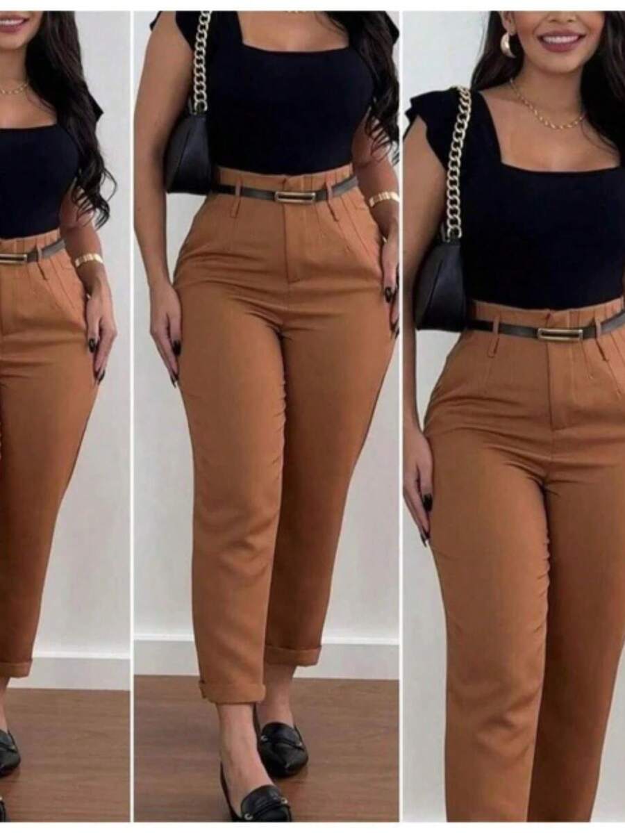 Women's Tailored Trousers High Waist With Pleat Casual And Formal From S To XL