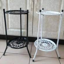 Zweistufiger Metallblumenständer, Pflanzenregal, minimalistischer europäischer Stil Wohnzimmer Standhalter für innen und außen, mehrstöckig