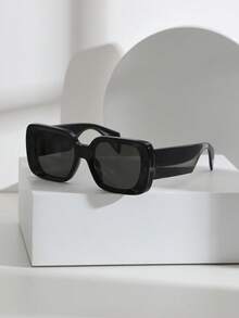 大号方形镜框简约优雅太阳镜，百搭女士多彩夏季时尚渐变镜片拼接波西米亚风 PC 太阳镜，四季遮阳外出装户外海滩海滨度假，馈赠亲朋好友的礼物 - 彩色 - 查看 4