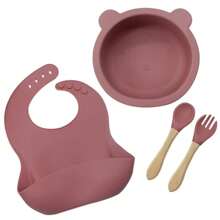 Set di alimentazione per bebè in silicone da 8 pezzi/6 pezzi/5 pezzi/4 pezzi/3 pezzi con piatto diviso con ventosa, prodotti per lo svezzamento, set di piatti per l'alimentazione autonoma di bebè/bambini piccoli con cucchiaio, forchetta, tazza con beccuccio, bavaglino regolabile, stoviglie per bebè