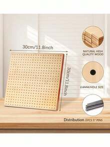 1pc New DIY Handmade Wool Knitting Mat Bamboo Wood Wool Knitting Board Square Crochet Stenter With Streak Woolen Knitting Board Square DIY Crochet Setting Machine With Shaping Needle Yarn Hole Crochet Board Handmade Crochet Blocking Board