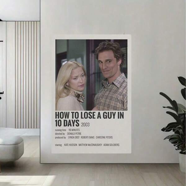 1pc How To Lose A Guy In 10 Days Movie Poster Picture Print Canvas Poster Wall Paint Art Posters Decor Modern Home Artworks Canvas Painting And Prints Wall Art Picture For Bedroom Home Decor Room Decor Wall Decor Wall Sticker Sticker Stickers