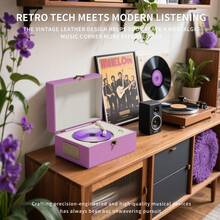 Yintiny Rechargeable Leather CD Player With Speakers, Bluetooth Transmitter, Festival Gift, BGM Player For Home Decor. - Purple - View 5