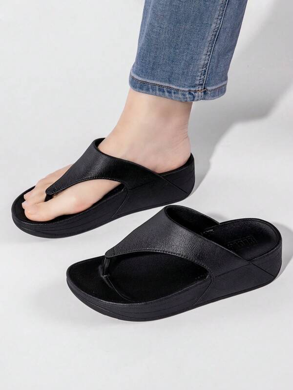Women's Summer Thong Sandals, Fashion Outdoor Wear Thick Bottom Elevated Beach Slippers