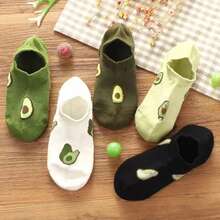 5 pares de calcetines tobilleros de aguacate con dibujos animados, moda fresca, transpirables, cómodos Kawaii para verano y otoño, calcetines náuticos de corte bajo para mujer - SY092 - Ver 3