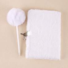 1/2 件粉色毛绒 A5 可锁日历笔记本，软封面梦幻日历簿，学校用品日记本（含圆珠笔），学校用品，返校 - 彩色 - 查看 6