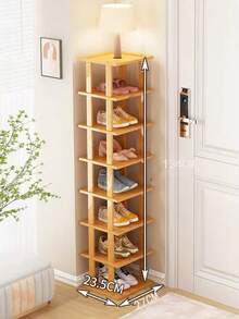 DIY Vertical Bamboo Wood Shoe Rack - Multi-Functional Vertical Storage Rack, Space-Saving Home Organizer For Various Rooms, Wood Board Structure - Multicolor - View 12