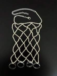 Luxury Rhinestone Ring, Bracelet And Necklace Set, Suitable For Brides And Bridesmaids To Wear At Weddings - Silver - View 2