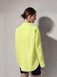 QIANZHIDU Camisa holgada de manga larga de unicolor para mujeres, con sensación relajada, ideal para entrevistas de trabajo, oficina, graduación, primavera, verano y otoño