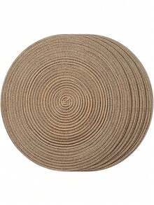 4pcs/6pcs/8pcs/11.8in Round Woven Placemats, Washable Kitchen Table Mats Suitable For Family Gathering, Wedding Party (Coffee Brown)