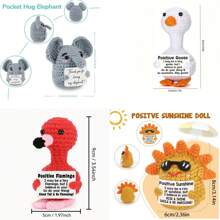 1 pieza de muñeco de peluche hecho a mano con diseño de oveja, ganso, mapache, flamenco, pequeño embrión, gato, pepino, sol, elefante o oso. Estos adorables juguetes de punto son ideales como decoración del hogar, regalos de cumpleaños o de graduación, y también pueden ser un pequeño presente para amigos y familiares con palabras de aliento.