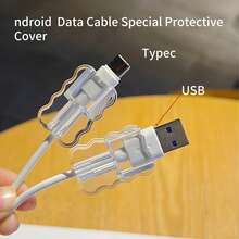 1件/5件/10件苹果充电线保护套[安卓USB+Type-C线保护套]，防缠绕线缆管理充电器配件，手机配件 - 無色 - 查看 4