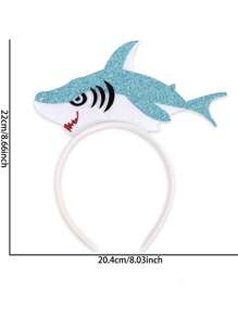 1 pieza Diadema con diseño de animal marino de dibujos animados, tocado del mundo submarino, decoración para fiesta de cumpleaños con diseño de tiburón y delfín, accesorio de cabello lindo