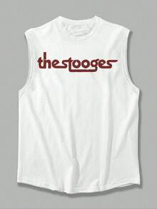 Stylish Men's The Stooges Band Graphic Print Tank Top, Perfect For Summer Concerts And Festivals, Ideal For Rock Music Fans As A Gift. - White - View 4