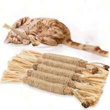 3pcs Natural Cat Teeth Grinding Stick Toy - Cat Toy, Self-Entertained, Bite-Resistant, Cat Ball, Cat Feather Teaser Wand, Cat Supplies Cats Essential, Teeth Grinding, Biting, Cleaning Toy, Self-Entertaining, Feather Stick Cat Toy