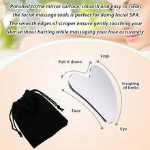 Nuanchu Stainless Steel Gua Sha Facial Tools Lymphatic Drainage Massager Guasha For Face Metal Gua Sha Skin Self Care Gifts Face Sculpting Guasha For Body Eyes Jawline Shaper With Pouch(Silver) - 銀色 - 查看 11