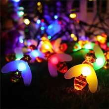 Articolo molto venduto, Stringa luminosa LED, ad energia solare, per uso esterno, impermeabile, a forma di piccola ape, per la decorazione del cortile, con luci colorate
