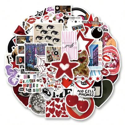 50张Y2K都市女孩贴纸，可爱卡通涂鸦风格，适用于笔记本电脑、手机、滑板、吉他、行李箱、剪贴簿、头盔、自行车、摩托车、汽车、派对装饰