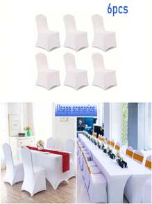 1/2pcs Black High Stretch Tablecloth + 6pcs Chair Cover Set, 4FT/6FT/8FT Polyester & Spandex Material Tablecloth, All-Season Tablecloth Covers, Full-Cover Chair Covers, PU Leather Chair Covers With Tie-Back, Suitable For Home, Indoor, Outdoor, Picnic And Camping, Fits All Holidays And Special Occasions