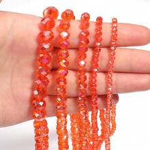 1 pieza Abalorio de cristal naranja facetado AB color abacus de tamaños surtidos 3/4/6/8/10mm, colorido y versátil bola de abalorios de colores para hacer joyas hechas a mano, collares, pulseras, llaveros y otros accesorios decorativos - naranja - Ver 3