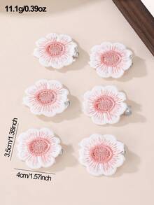 Set de 6 piezas de pasadores para el cabello con flores bordadas para niñas - Multicolor - Ver 4