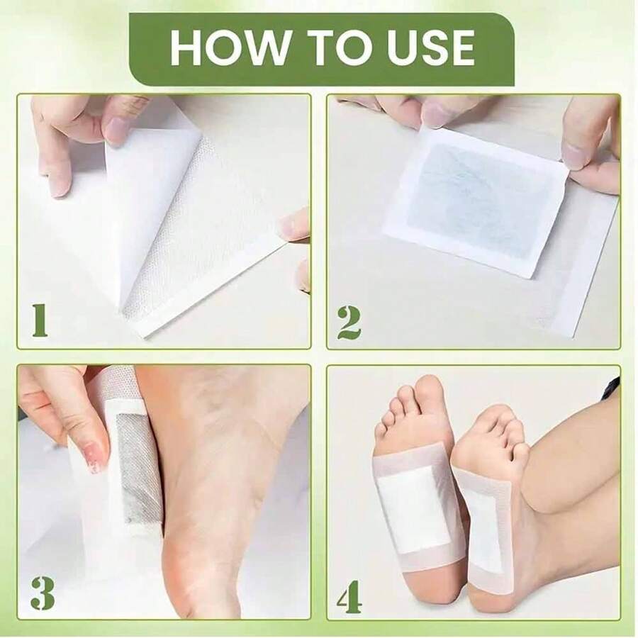 50PCS Foot Pads, Natural Bamboo Vinegar Ginger Powder Foot Pads - Black - View 1