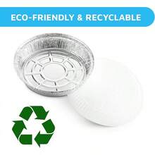 MontoPack 9" Round Aluminum Foil Pans With Clear Lids |   Disposable Containers With Straight Walls For Storing, Baking, Meal Prep & Reheating |   Freezer & Oven Safe,  |   40 Pack Of Tins - 7" Round 40 Pack - View 2