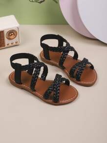 Fashionable Girls Summer Sandals, Woven Design; Comfortable Flat Shoes For Boys, Children Shoes, Suitable For Daily Outing And Holiday