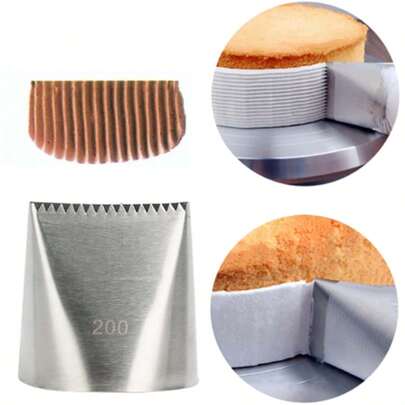 1 件超大扁平糖霜裱花嘴，带锯齿边缘，不锈钢蛋糕装饰工具 #200