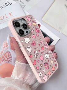 1 pieza Funda de teléfono con marco de metal, rosa mate, TPU resistente a golpes y antihuellas, pintada con corazón, compatible con iPhone 7G/8PLUS/X/XR/XS MAX/11/12/13/14 PRO/15 Pro Max