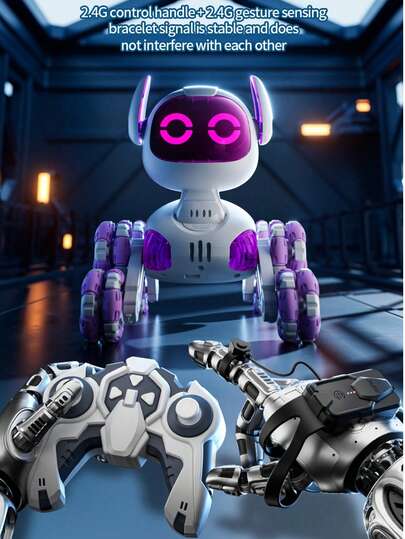 智能遥控机器狗电动玩具，带灯光音乐，触摸互动，八轮宠物狗机器狗玩具，生日礼物，特技玩具车，玩具狗