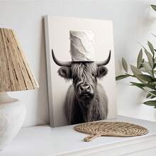 Funny Bathroom Cow Poster Wall Art Highland Cattle Canvas Prints Bathroom Poster For Bedroom Home Office Gift Decorations With Framed - 24inchX32inch(60cmX80cm) - View 6