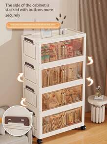 1pc 50cm/19.69in Width Foldable Storage Cabinet, Clothing Wardrobe Cabinet, Kitchen & Dining Tableware Cabinet, Kitchen Organizer Rack, Double Door Foldable Box, 1-6 Tiers Optional, Thick Double Door Rolling Storage Cabinet, Home Furniture Organizer Rack, Organize Clothes Toys Plastic Folding Storage Cabinet