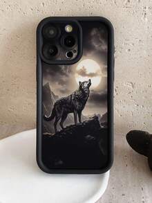 1 件月光下的狼图案手机壳，带有精确的切口以保护相机，厚实防摔，兼容 11 Pro Max/12 Pro Max/13 Pro Max/14 Pro Max/15 Pro Max/16 Plus/16 Pro Max、16E、Galaxy A55/A15/S24 Ultra/S25 Ultra、Redmi、OPPO/Realme、VIVO、Infinix、Honor、MOTO、OnePlus 防水防震防刮 - 黑色 - 查看 1