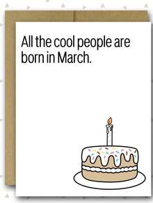 1 张生日快乐贺卡，趣味祝福，所有酷人都出生在五月、六月、七月、八月、九月、十月、十一月、十二月 - 彩色 - 查看 11